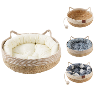 Sanan, nuevo diseño, ratán, diversión, una pieza, nido de gato de punto, Bola de juguete, arena para mascotas, cama nido de gato de ratán - Product Image 1