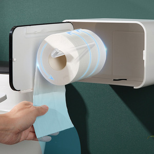 Ecoco Wall Mounted Toilet Paper Holder Touch Sensor Waterproof Storage Bathroom Tissue Box With Phone Stand - Product Image 2