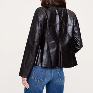 Veste en cuir noire de style années 90, élégante et tendance, costumes et blazers pour femmes, blazers pour femmes, logo personnalisé en usine, blazer décontracté pour tous les jours - Product Image 3