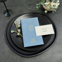 Menu de mariage personnalisé fait main avec logo sur mesure, reliure rigide en lin, impression UV