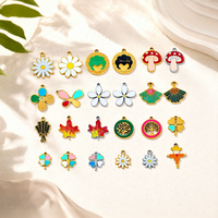 Pendentifs breloques en acier inoxydable 304 plaqué or et couleur acier, motifs fleur, champignon, trèfle, papillon, pour la fabrication de bijoux DIY