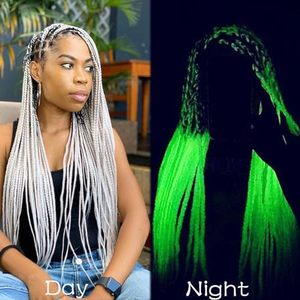 Extensions de perruque tressées blanches, 24 pouces, en fibre haute température, cheveux synthétiques qui brillent dans le noir, pour styles afro-américains - Product Image 3