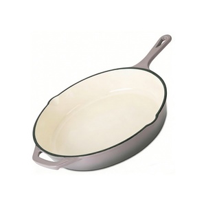 Padella in Ghisa con Rivestimento Smaltato Pesante, Manico, <span class=keywords><strong>Teglia</strong></span> da Forno, Padella per Friggere, Pentola in Ghisa, Griglia Rotonda con Beccuccio - Product Image 3