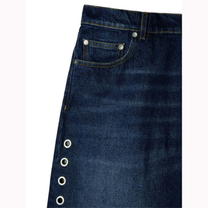 Indaco Whisker Wash Denim sbiadito con finitura cotone Denim cinque tasche a gamba dritta <span class=keywords><strong>Jeans</strong></span> larghi da <span class=keywords><strong>uomo</strong></span> con occhielli laterali - Product Image 3