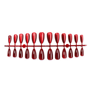 <span class=keywords><strong>Faux</strong></span> ongles press-on classiques en amande, ombrés bordeaux brillants, rouge foncé moyen, amovibles - Product Image 4