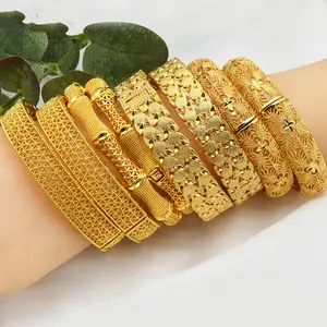 High quality 24k Hollow gold-plating bangles jewelry for women wedding bangles