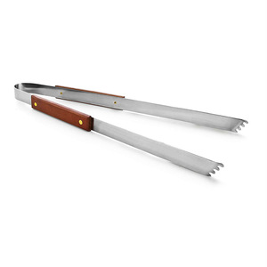 Juego de herramientas multifunción para barbacoa de acero inoxidable con mangos de madera, espátula, tenedor, pinzas y cepillo resistentes al calor - Accesorios portátiles para parrilla - Product Image 3
