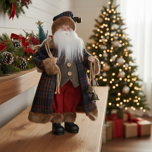 Fabricant de décorations de Noël grand format, élégantes, à motif écossais, représentant Santa Murte et Père Noël grandeur nature - Product Image 1