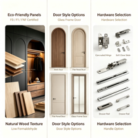 Armoire sur mesure intégrée avec portes en verre MDF, miroir LED, tiroirs, tringle à vêtements, meubles pour chambre, hôtel, villa