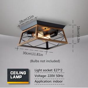 مصابيح سقف داخلية قديمة E26 ثريا مثبتة على تدفق فولاذية مع تصميم صناعي حديث مصباح معلق للمزرعة - Product Image 2