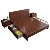 Lit surélevé Lanyu Furniture TB-107 en bois de caoutchouc massif, style nordique minimaliste moderne, hauteur réglable, pliable, 1,5 m/1,8 m