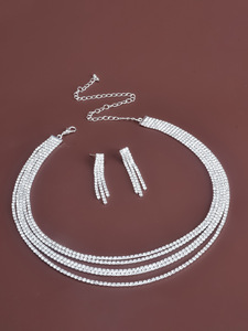 Abito da sposa strass chunky gioielli <span class=keywords><strong>set</strong></span> sconto formale bijouteria gioielli - Product Image 4