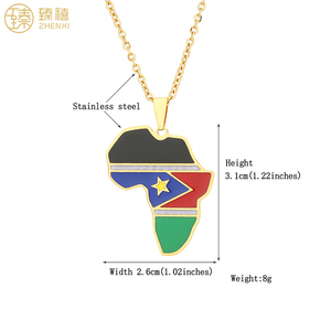 ZHENXI – collier en acier inoxydable résistant au ternissement et à <span class=keywords><strong>l</strong></span>'huile, pendentif <span class=keywords><strong>de</strong></span> <span class=keywords><strong>carte</strong></span> <span class=keywords><strong>de</strong></span> drapeau <span class=keywords><strong>de</strong></span> la république africaine du sud du qatar pour femmes et hommes - Product Image 2