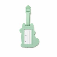 Étiquette de bagage en PVC chat gris tigré, porte-carte d'identité de voyage en caoutchouc souple motif dessin animé Kawaii, personnalisable pour valise, vente en gros