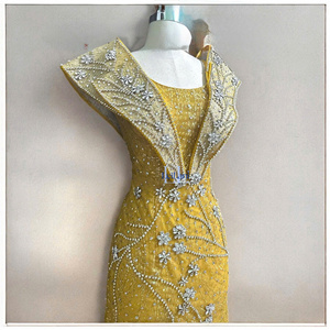 Vestido de Seda de Lujo con Mangas Cortas y Pedrería de Alta Gama para Mujer, Venta al Por Mayor desde Vietnam - Product Image 4