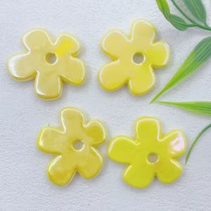 Perles de fleurs en céramique 36 mm, couleur AB plaquée, pour la fabrication de bijoux, perles en vrac - Product Image 5