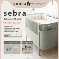 Lit bébé Sebra danois haut de gamme extensible pour les enfants de 0 à 8 ans, lit bébé importé de nouvelle génération