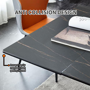 Table à manger moderne extensible en pierre frittée ensemble de 6 chaises table à manger de luxe ensemble de 6 places Foshan meubles d'usine en pin recyclé - Product Image 2