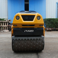 Compacteur routier vibrant à double tambour télécommandé de 1,3 tonne, moteur diesel, pour travaux de construction lourde