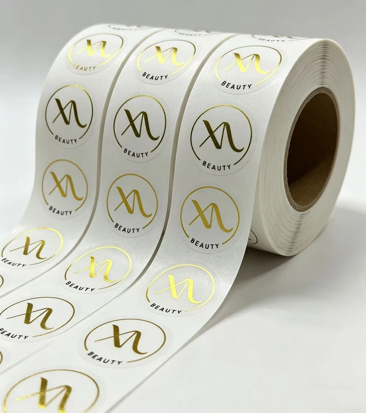 Custom Clear Transparent Gold Foil Stamping Logo Stickers, Waterproof Round Sealing For Cosmetic Packaging