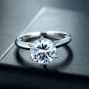 Anillo Solitario de Plata de Ley S925 con Zirconia Redonda de Seis Puntas, Anillo Clásico de Compromiso, Boda o Promesa para Mujer - Product Image 4