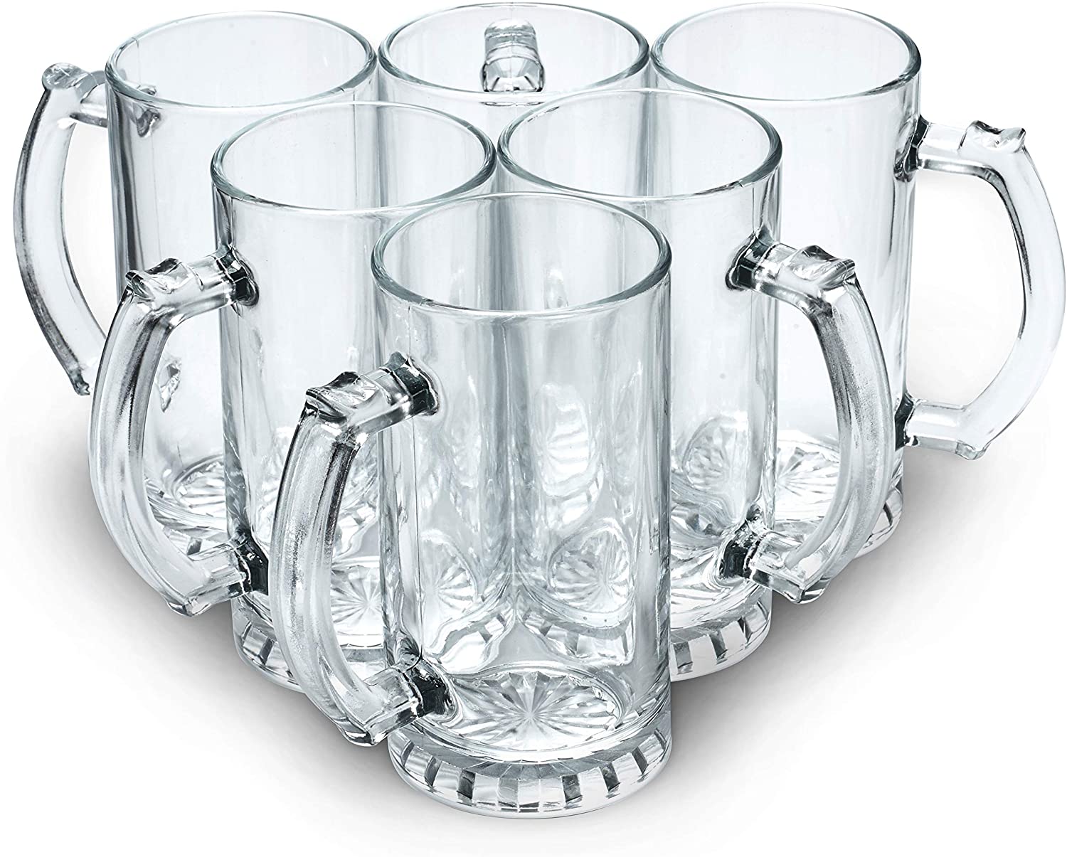 Glass Beer Mug Stein 16 oz, 10 pack, Pint Sized Beer Glasses in Bulks