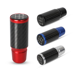 Carbon Fiber Gear <b>Shift</b> <b>Knob</b> Aluminum Alloy Universal Car Manual Automatic Shifter Red Blue Silver Gray Ergonomic Design - Product Image 1