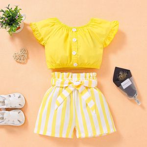 Ropa de Verano de Manga Corta para Niños, Traje a Rayas para Niñas, Ropa Infantil al por Mayor - Product Image 4