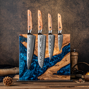 Nouveau Bloc Magnétique <span class=keywords><strong>à</strong></span> <span class=keywords><strong>Couteaux</strong></span> en Résine et Bois, <span class=keywords><strong>Support</strong></span> Magnétique pour <span class=keywords><strong>Couteaux</strong></span> en Bois Noyer Solidifié et Résine Bleue avec Base en Acier Inoxydable et EVA - Product Image 3