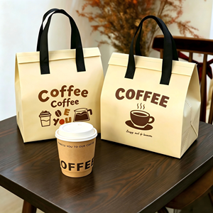 ถุงเก็บความร้อนสำหรับเครื่องดื่มกาแฟแบบกำหนดเอง ถุงกระดาษใส่กาแฟ ถุงเก็บความเย็นแบบไม่ถักทอสำหรับร้านกาแฟ ถุงส่งอาหารแบบเก็บความร้อน - Product Image 1