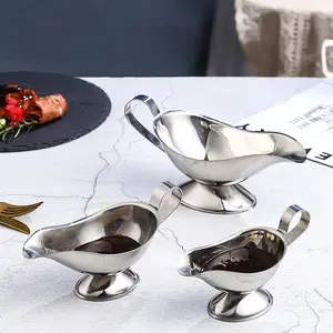Restoran otel kalın paslanmaz çelik çeşni konteyner gümüş mutfak Metal soya sos tabağı tuz sirke sos teknesi