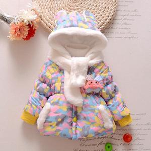 High Quality Sweet Winter Floral Printed Hooded Button Clothes Kids <b>Coat</b> for <b>Girls</b> - Product Image 1