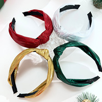 Bandeau turban à nœud croisé, bandeaux larges à paillettes métalliques, accessoires de cheveux en tissu noué pour Noël et les fêtes