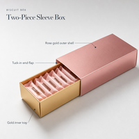 Boîte à tiroir en papier métallisé or rose personnalisée avec séparateur pour emballage cadeau de barres chocolatées longues et biscuits