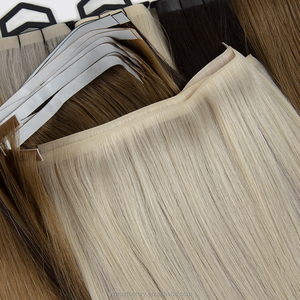 Extensions de cheveux humains russes en bande adhésive, en cuir PU pleine épaisseur, style européen, avec bande invisible injectée - Product Image 1