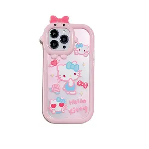 Simple KT Cat Love Shockproof Mobile Cell Phone Case Transparent Cute Cartoon 13 14 for Iphone 7 8 11 12 Sports Opp Bag Silicon