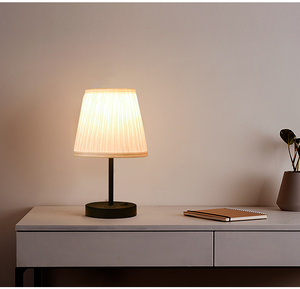 Lampada da tavolo retrò classico tessuto di lino bianco <span class=keywords><strong>Vintage</strong></span> paralume affusolato impero E27 Base rotonda in <span class=keywords><strong>metallo</strong></span> moderne lampade stile metà secolo - Product Image 5