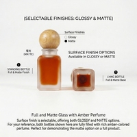Flacon de parfum en verre de luxe carré 30ml 50ml avec étiquette, vaporisateur à fine brume, bouchon en bois pour emballage, bouchon personnalisé disponible