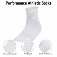 Chaussettes de sport respirantes épaisses avec compression de la voûte plantaire, logo personnalisé OEM, chaussettes de sport rembourrées pour la course à pied et le tennis