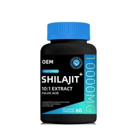 Capsules Shilajit Plus, origine himalayenne, extrait d'acide fulvique 10:1, capsules personnalisables OEM, riches en oligo-éléments.