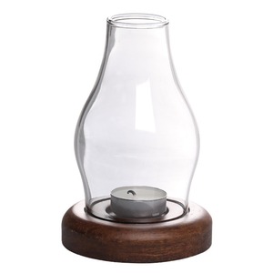 Retro Simple Bamboo Base Glass Teahouse Candlestick Table Light Luxury Romantic Decoration <strong>Windproof</strong> Glass <strong>Candle</strong> <strong>Holder</strong> - Product Image 5