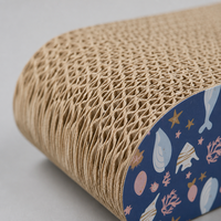 YAOYUE Griffoir pour chat en carton ondulé en forme de goutte d'eau, motif océan bleu marine profond, 43x19x15cm