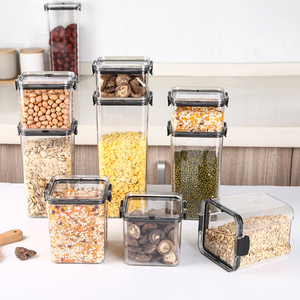 Botellas de plástico transparente para almacenamiento de alimentos, contenedor de comida seca con tapas, dispensador duradero de cereales, tarros de almacenamiento de granos de arroz - Product Image 1
