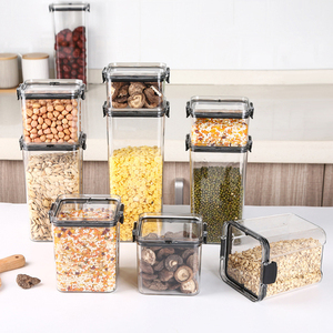 Food Storage Bottles Plastic Clear Dry Food Container with Lids Kitchen Durable Cereal Dispenser Rice Beans Storage Jars