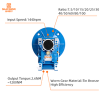 SUPROR Gearbox Manual Worm Gear NMRV Berkualitas Tinggi ODM RV30-150 Pengunci Otomatis Peredam Kecepatan 10 HP Rasio 20:1 untuk Pengangkatan