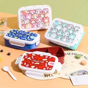 Boîte à <span class=keywords><strong>lunch</strong></span> en plastique à 3 compartiments, compatible micro-ondes, avec fourchette et cuillère, impression IML personnalisée, sans BPA, conteneur alimentaire, vente en gros, directement de l'usine - Product Image 3