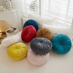 Solid Color Hot Sale Cheap Decorative Round Throw Pillow Cute Pumpkin Seating Floor Cushion for Home Couch Sofa Bedroom