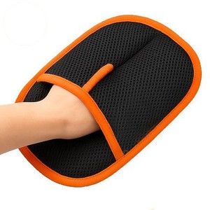 Gant anti-peluches électrostatique épaissi en tissu maillé, outil de retrait des poils d'animaux pour chiens et chats, 24x18cm, lavable, orange et noir - Product Image 1