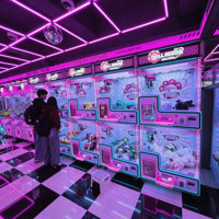 Machine à griffes d'arcade rose à double niveau, double joueur, à monnayeur, avec LED, double station, pour attraper les peluches, compatible Nayax, pour centre de jeux