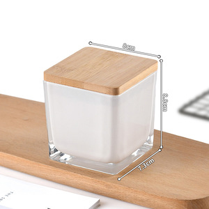 Barattolo Quadrato per <span class=keywords><strong>Candele</strong></span> Personalizzato di Fabbrica con Coperchio in Legno Contenitore in Vetro per <span class=keywords><strong>Candele</strong></span> Profumate in Diverse Misure - Product Image 3